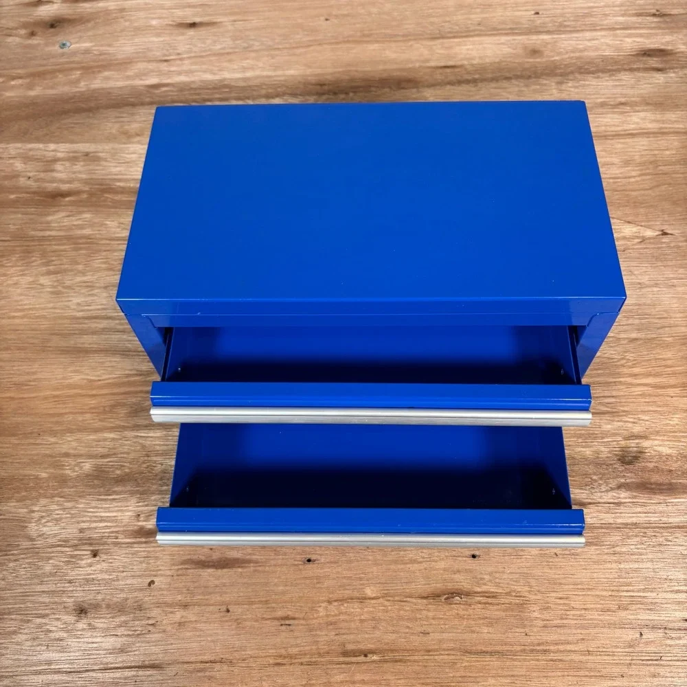 Kobalt Mini Tool Box Blue Steel 2 Drawer Desktop Storage Chest Organizer